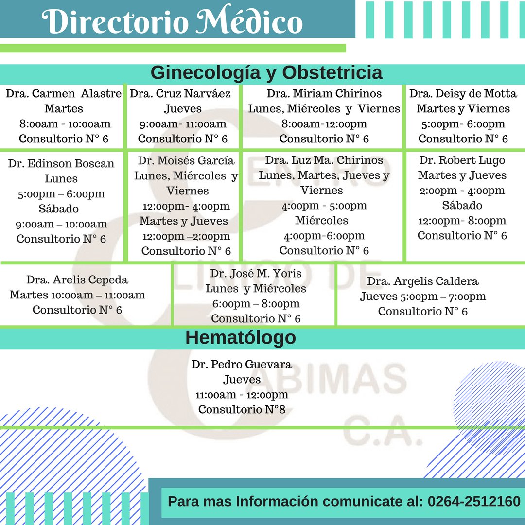 CLINICOCABIMAS's tweet photo. #NuestroTalentoMédico dispuestos a ofrecerte el mejor de los servicios , ya que somos el #CCC #SuAlternativaEnSalud #DirectorioMédico #Especialidades https://t.co/vbK2fJ3rfX