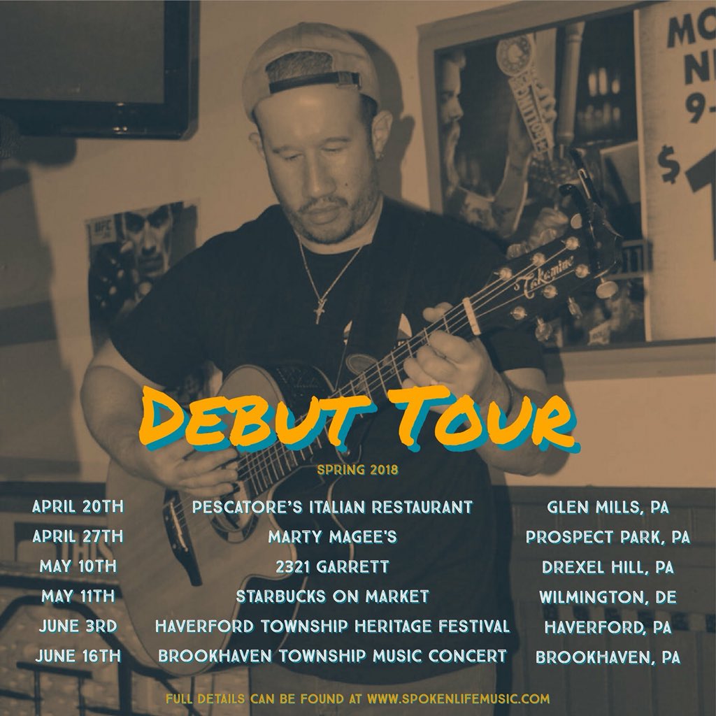 anthonyirvinomb's tweet photo. The #DebutTour starts April 20th!!
Come out &amp; hang. New Merch will be sold at all upcoming shows ✌🏼😎

#SpokenLife #musician #singersongwirter #tour #musiclife #gig #shows #performance #indiemusic #artist #newmerch #spring2018tour https://t.co/8SaD6Mk8Xj