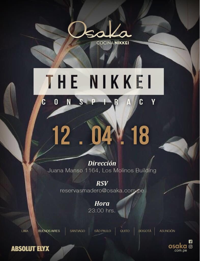 OsakaBsAs's tweet photo. LIVE DJ SET
#TheNikkeiConspiracy

Vení a disfrutar de la mejor música en vivo este jueves 12 de abril desde las 23hs en #OsakaPuertoMadero ¡Te esperamos! https://t.co/T3RBbKappq