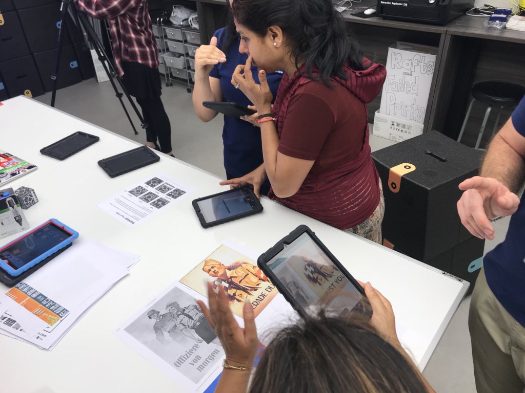 xnunezdp_tech's tweet photo. #GoogleTranslator and #AugmentedReality #AR help #Parents3.0 translate WW2-era posters from one language to their native one. #FDRrocks #FDRFabLab https://t.co/Qa0UrV757W
