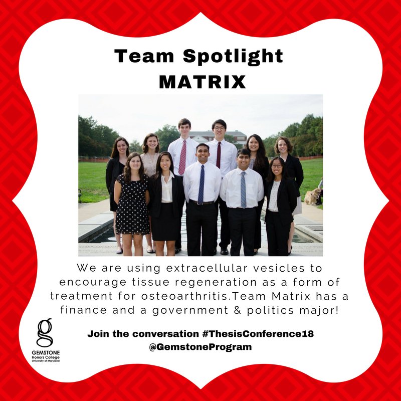 GemstoneProgram's tweet photo. Our fourth #SeniorSpotlight is Team MATRIX. Hear their thesis defense at #ThesisConference18 on April 20th at 4:00 PM at @riggscenter. For more info, visit https://t.co/2e2xUuxW8x! https://t.co/z1vCaQQ2T1