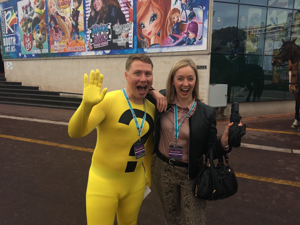 FRComms's tweet photo. What a busy first day at #miptv! Have you spotted @ArgononInt's Question Mark making his 'mark' on the Croisette? #ReadyorNot @BBCOne https://t.co/mX6m9NZXKI