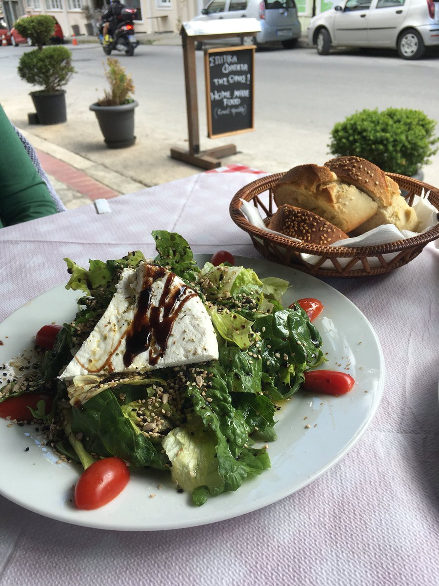 suzannejohnso81's tweet photo. Day 8: #Bonnie and I walked to town for lunch at Taverna #Paramithi in #Kalampaka #Greece! We try the bread and salad at every restaurant. The “Paramithi” salad was delicious!! :) #Love #Cheese #SpringVacation2018 https://t.co/0yWI6JuSwG