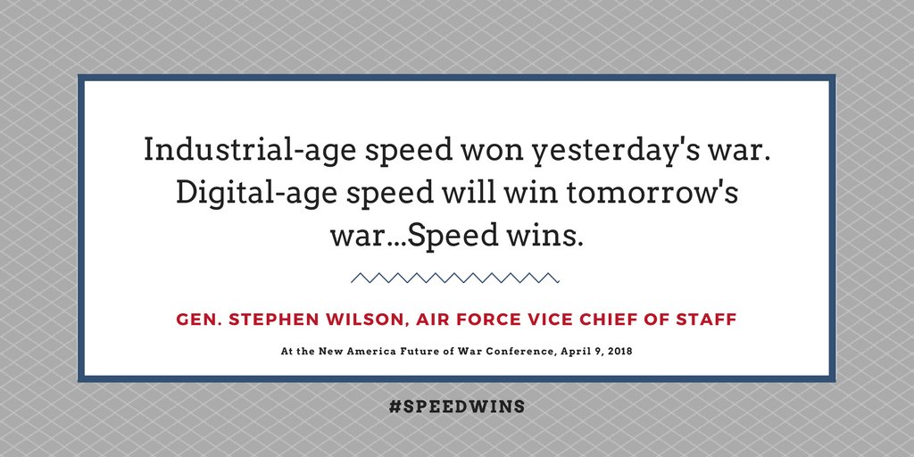 GenDaveGoldfein's tweet image. #SpeedWins, whether it's speed of delivery, of relief supplies, in protecting the homeland, in owning the high ground in air &amp;amp; space, in projecting combat power forward, or in developing capabilities. #VCSAF #FutureofWar @NewAmericaISP