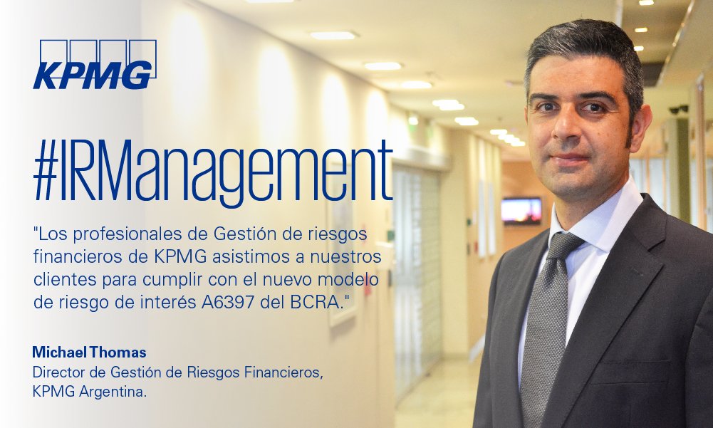 KPMGArgentina's tweet photo. Alcanzar una estrategia eficiente para cumplir con el nuevo modelo de riesgo de tasas de interés. #IRManagement @MThomasFRM #RTICI https://t.co/Q7AwLxU997 https://t.co/LCI2TI1GaL
