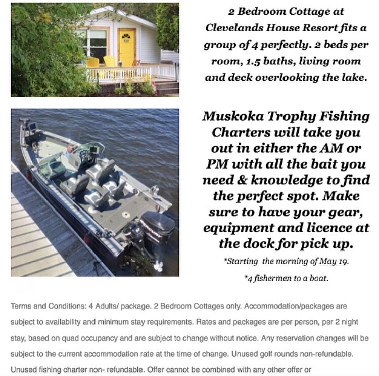 turfman31's tweet photo. Like to fish? Like to golf? This is quite the package deal! @ClevelandsHouse @therockgolfclub #Muskoka #gillsandgreens #fishingcharters #golfpackage #staypackage #AllInOne #experiencemuskoka #maylongweekend #reserveyourspot https://t.co/odm29zaoEx