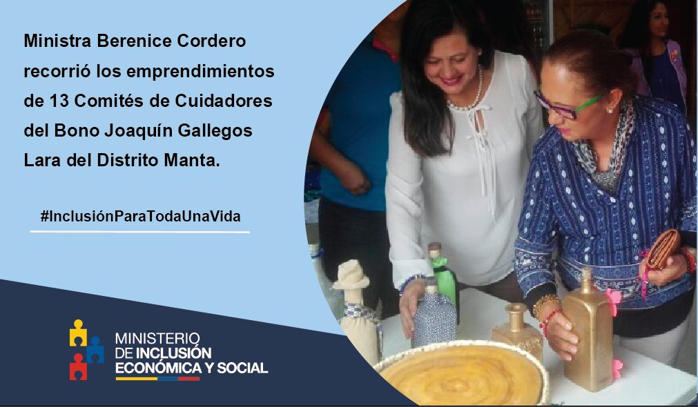 La Ministra <a href="/berecordero/">Berenice Cordero</a> se reunió esta mañana con Comité de Cuidadoras del Bono Joaquín Gallegos Lara, en el marco de su agenda en Manabí. #InclusiónParaTodaUnaVida