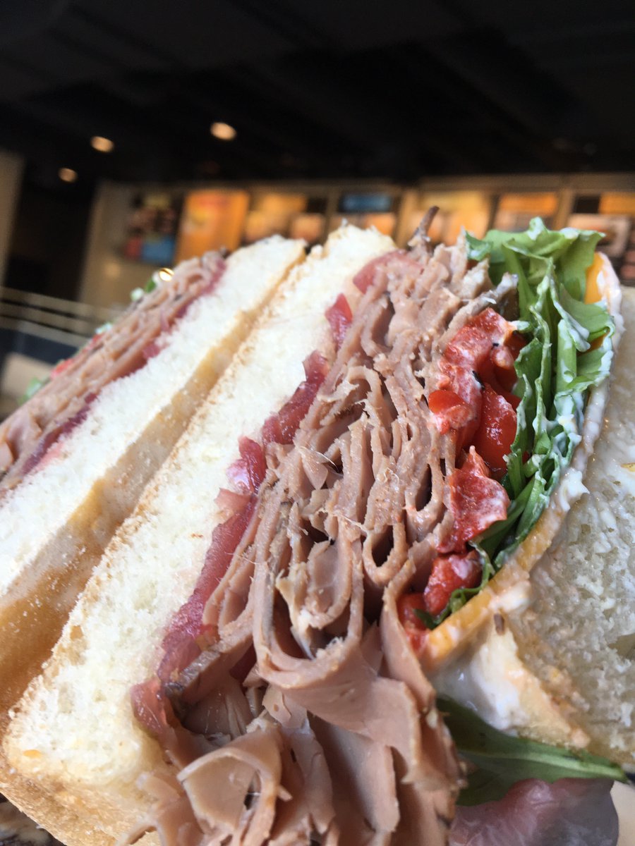 FargoMoose's tweet photo. One of my favorites!  Boulder Beef:: roast beef, red onion marmalade, horseradish mayo, cheddar, roasted red peppers &amp; arugula!  

Order online or with our mobile app! https://t.co/Hid3h8KLeG