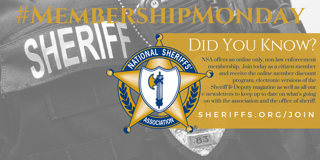 NationalSheriff's tweet photo. #MembershipMonday - Join today as a Citizen Member &amp; receive access to our online discount program, electronic versions of Sheriff &amp; Deputy, as well as our e-newsletters to keep up-to-date on what’s going on with the Association &amp; the Office of Sheriff - https://t.co/sYWV20GeAf. https://t.co/QNHWzgjamk