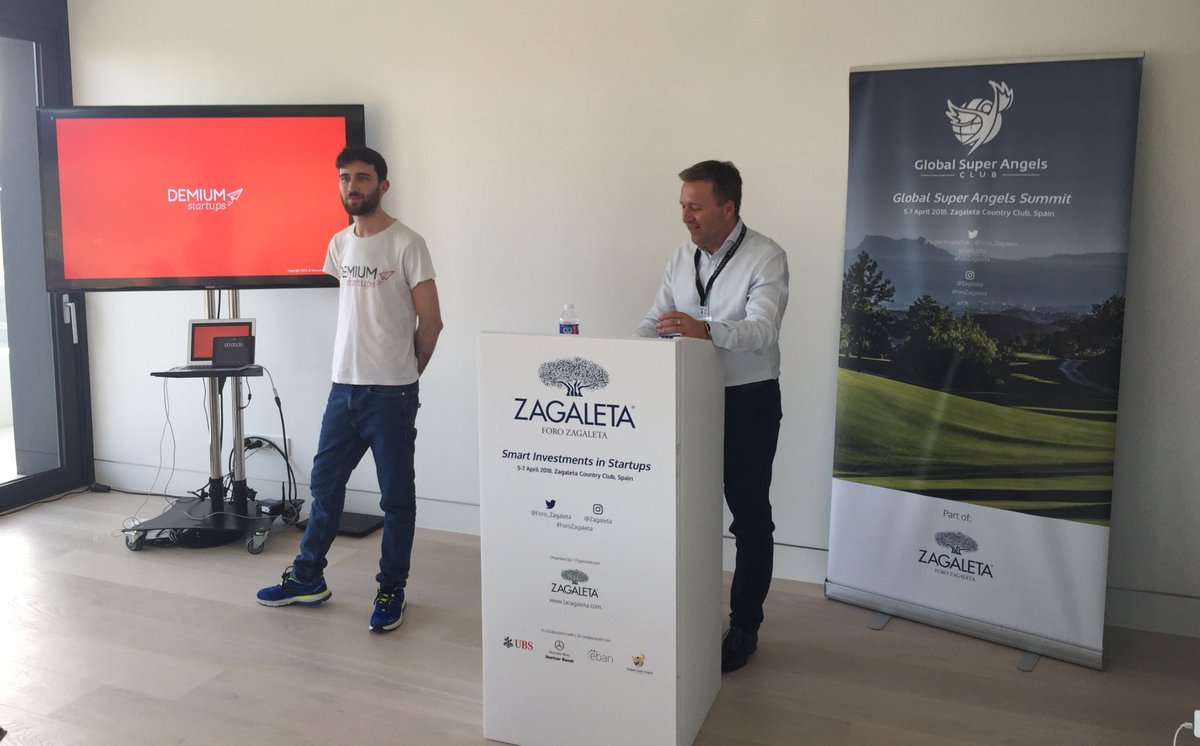 SuperAngelsClub's tweet photo. Thank You @amihalovits and @Jorge_Dobon for presenting @DemiumStartups at #GSAS2018 @Foro_Zagaleta #SuperAngels #Startups @EBAN_org https://t.co/JkMo4gOxcC