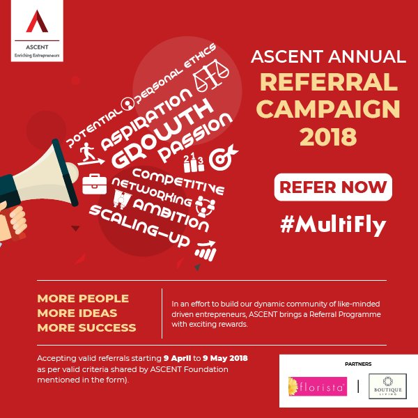 ASCENTweets's tweet photo. ASCENT is excited to announce the launch of #Multifly - The Annual Referral Programme. Click on the link to Refer like-minded #entrepreneurs who can also benefit from being a part of the ASCENT Community, just like you did. https://t.co/zeY5Gr8ppC https://t.co/3iIaWypo2y