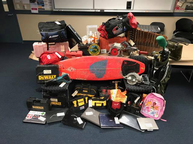 SantaCruzPolice's tweet image. SCPD Proactive Policing scores another win! Any of these recovered stolen items yours? goo.gl/pWMx7r  #SantaCruzPolice #StolenItems #ReturnedItems