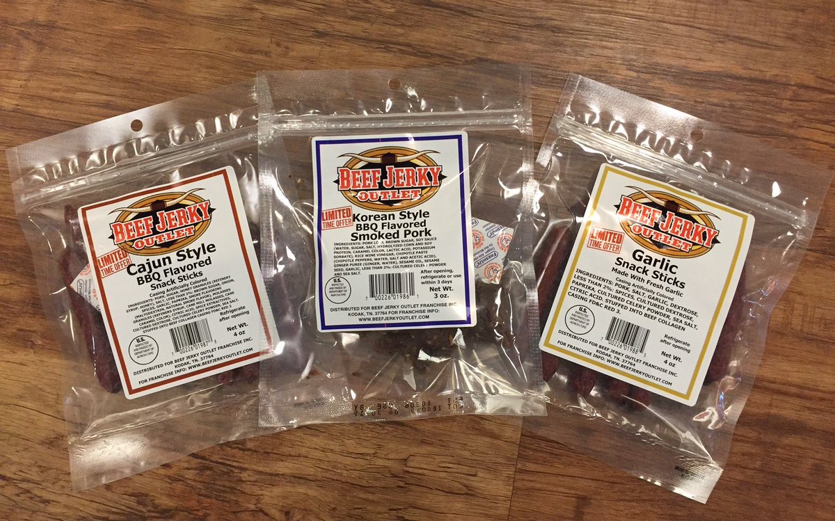lakegeorgejerky's tweet photo. Happy Monday! I've got something to start your week off right...NEW JERKY!! For a limited time we have Cajun BBQ and Garlic snack sticks and Korean BBQ Pork jerky! We've got samples for you to try so stop by this week to pick some up! #beefjerky #lakegeorgejerky #beefjerkyoutlet https://t.co/f3Nr2AZoGu