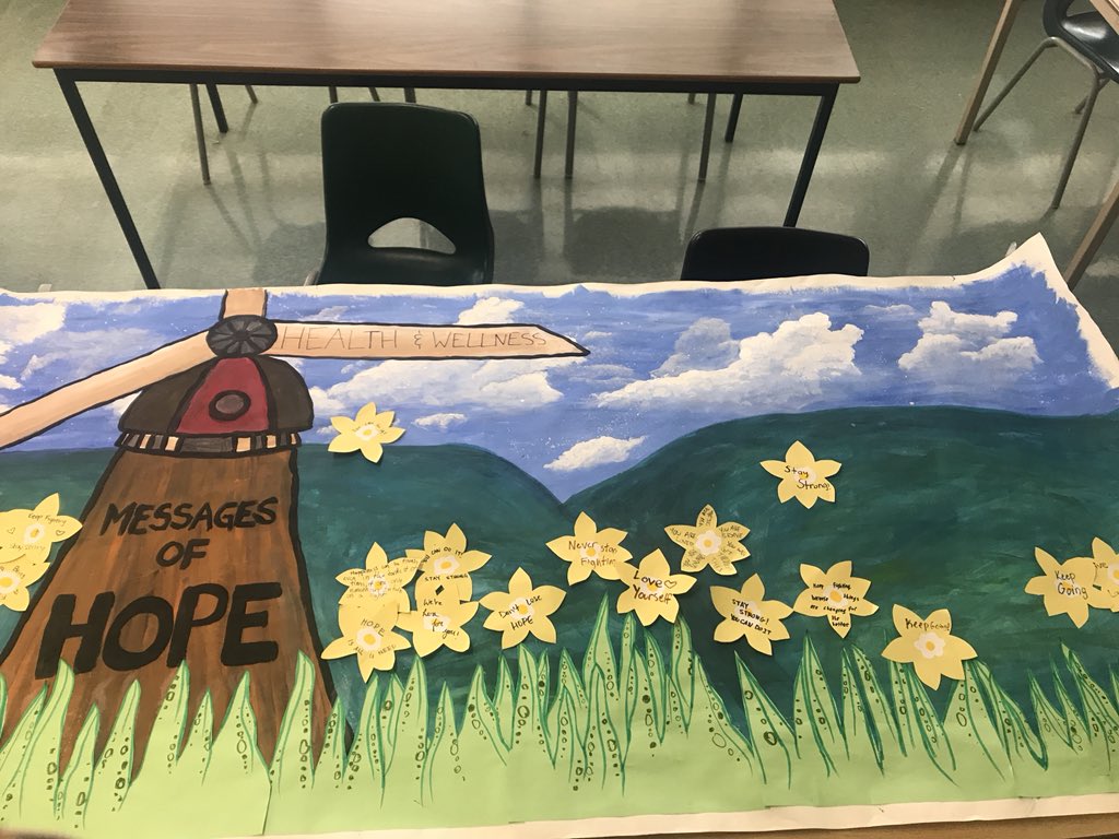 CPSS_Health's tweet photo. First day was a success! We’ll be in the caf all week, this week at lunch. Come out and write a message of hope 🧡☀️ https://t.co/vVs9rgo6ny