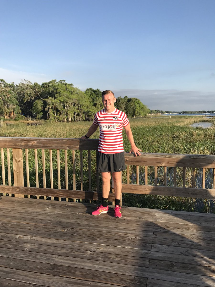 Once again <a href="/JmAbbott1992/">James Matthew</a> representing the milky men on his American park run in Clearwater <a href="/parkrun/">parkrun 🌳</a> lovely kit from @Akuma_Rugby 7s season is just around the corner #rugbyfamily #sevens #7srugby #parkrunfamily