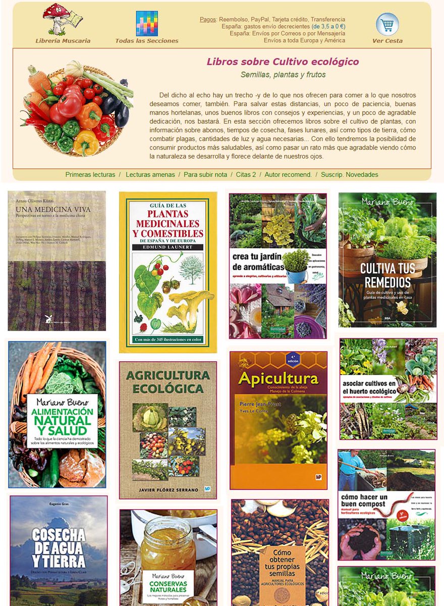 En la librería Muscaria encontaréis toda una gama de libros dedicados al cultivo ecológico #libreriaonline #libreriamuscaria #agriculturaecológica #luna #biodinamica #muscaria #agriculturabiodinámica #inluencialuna ow.ly/EJqE30iGHxz