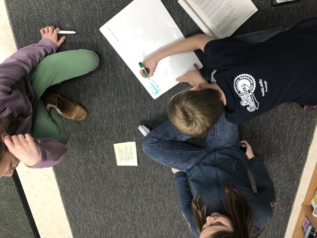MrsSpierings5's tweet photo. Solving multiple step word problems in math using Greg Tang’s six steps. Great teamwork, 5th graders! #rockonwestwood #wdppride https://t.co/96YJ7i4VXQ