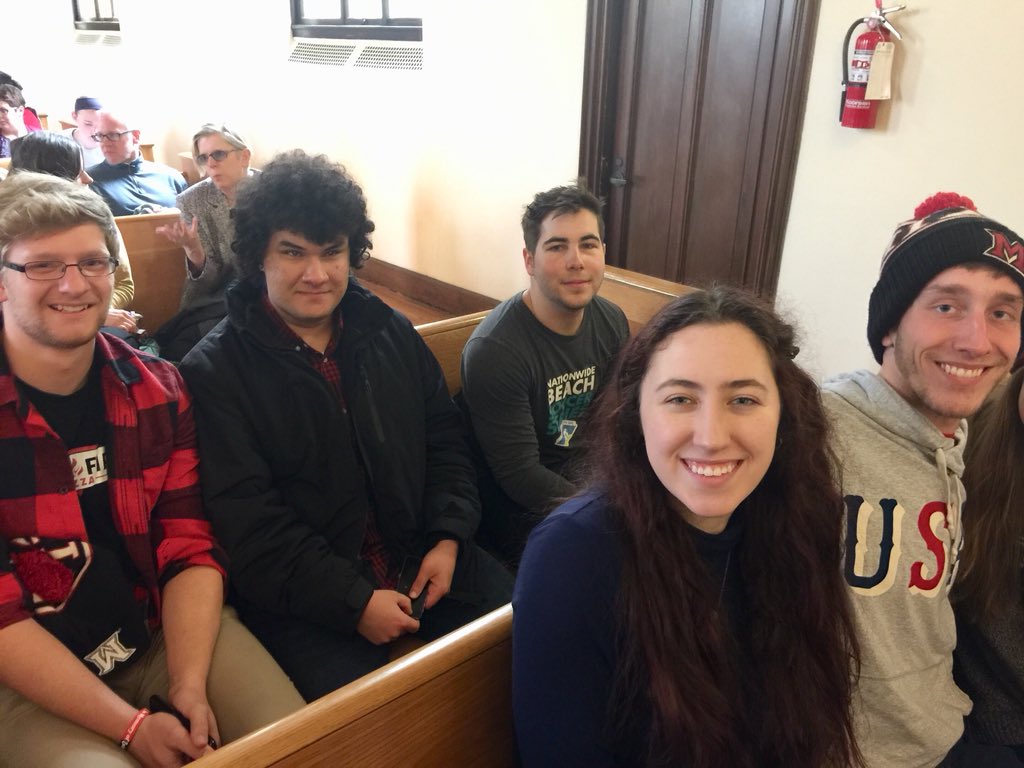 LeaderLouise's tweet photo. Lockheed Martin Leadership Institute students all waiting to hear from President Crawford. #MUEngLdrInst @miamiuniversity @PresGreg @RenateJCrawford https://t.co/RG3g2BxQ52