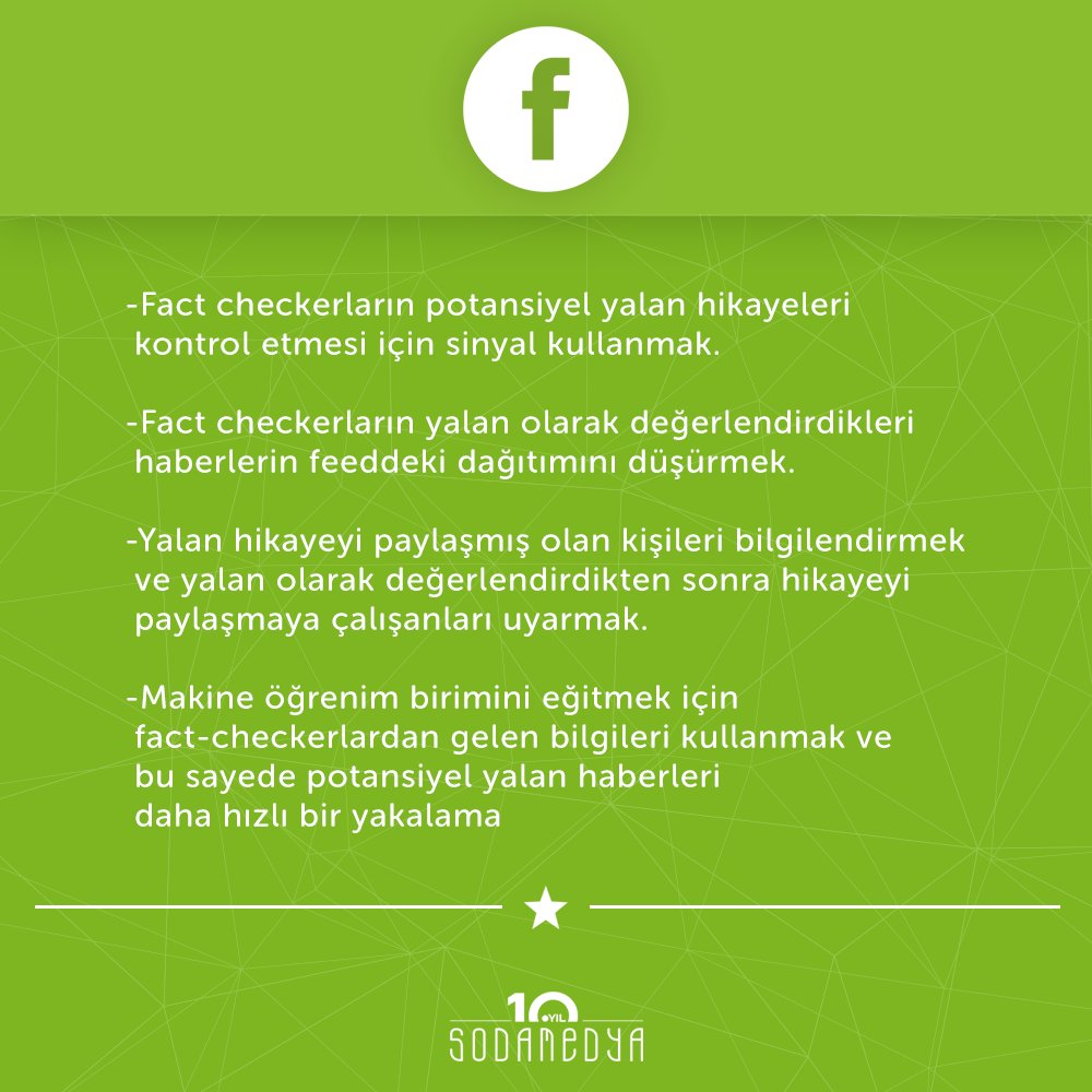 Facebook, yalan haberlerin yayılımını azaltmak için her geçen gün yeni önlemler alıyor. Geçtiğimiz günlerde ise Facebook Haber Kaynağı Ürün Yöneticisi Tessa Lyons çalışma sistemini anlattı. İşte aşamalar: