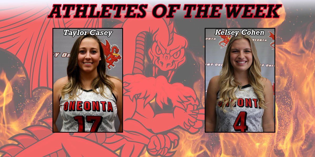 Congratulations to <a href="/OneontaWLAX/">Oneonta Women's Lax</a> Taylor Casey and Kelsey Cohen on earning athlete of the week honors! #HereWeGoO