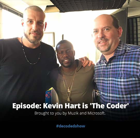 DecodedShow's tweet photo. Kevin Hart is 'The Coder'

Brought to you by @MuzikConnect and Microsoft.

Episode: https://t.co/Fy1rCYJZsk

#decodedshow https://t.co/RMi72zbd41