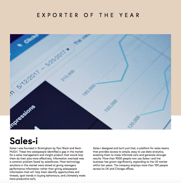 innovation_50's tweet image. An example of a business broadening its network outside the EU, Innovation 50 Exporter of the Year @sales_i – a technological sales platform – was founded in Birmingham and now supplies 9000 customers from offices in the UK and Chicago – read more here bit.ly/2EfMJeM
