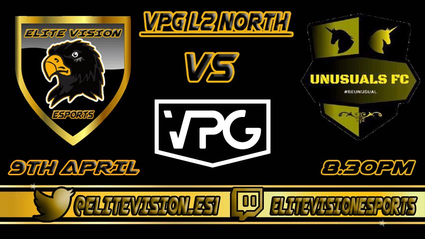 ELITEVISION_ES1's tweet photo. we are playing tomorrows 9pm game tonight at 8.30pm
Elite Vision Esports @ELITEVISION_ES1 vs.  Unusuals FC @UnusualsFC

@OfficialVPG @VPG_League_2 https://t.co/z0RcQN0TZK