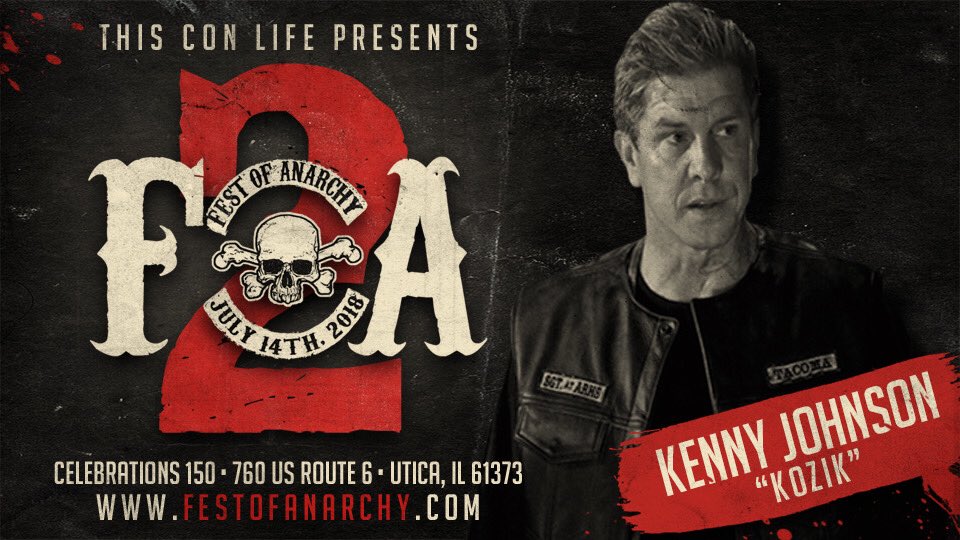 ***GUEST ANNOUNCEMENT***

Making his return at FOA 2 is our next guest <a href="/TheKennyJohnson/">Kenny Johnson</a>!

Tix available NOW at festofanarchy.com!

#Kozik
#SAMCRO
#FOA2
