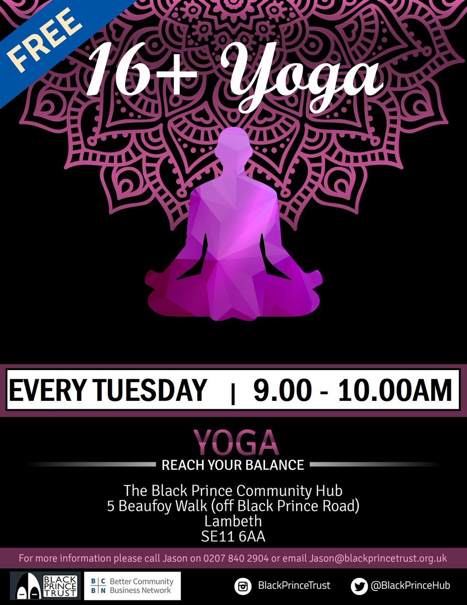 BlackPrinceHub's tweet photo. Dont forget our #free #yoga session tomorrow morning 9am-10am at The Hub @YogaFamLdn @yoga @FreeLondonGuide @_LambethLife @TGCLambeth @BrixtonBlog https://t.co/hqOeqjxZup