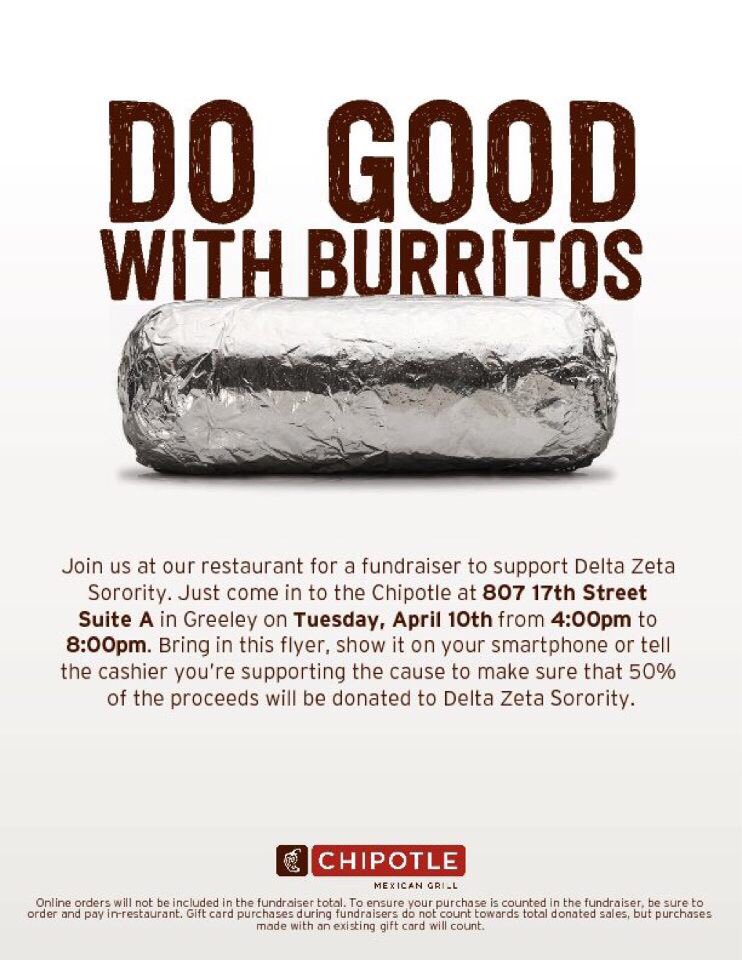 Go out and grab some Chipotle TOMORROW 4/10 to support Delta Zeta 💕🐢