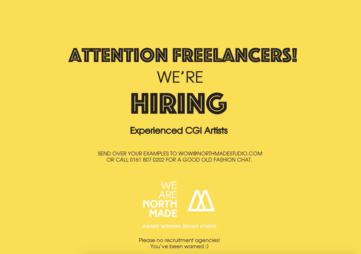 We’re Hiring - CGI Freelancers Wanted - Highly Experienced Professionals Required #CGI #freelancers #manchester #design #werehiring