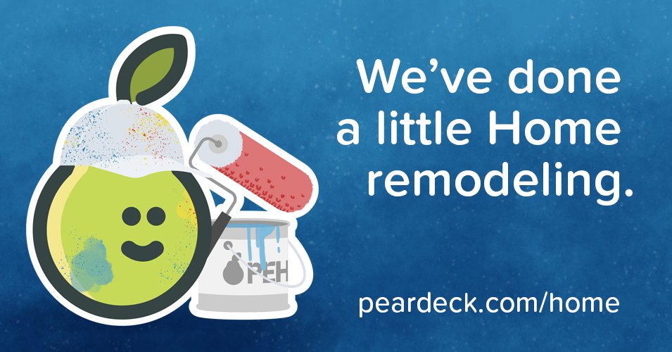 PearDeck's tweet photo. Our spring surprise is here: a brand-new refresh of #PearDeck Home! Check out our exciting new changes here:
https://t.co/IP053NLLNb https://t.co/w4wrAJVE5C