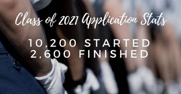 af_academy's tweet photo. #DYK: Every year, we have about 10,000 students begin their @AF_Academy application. On average, only 25% will finish the entire process. Only the most dedicated, committed, and tenacious students have what it takes. #YourAcademy https://t.co/KwBQnJtKJu