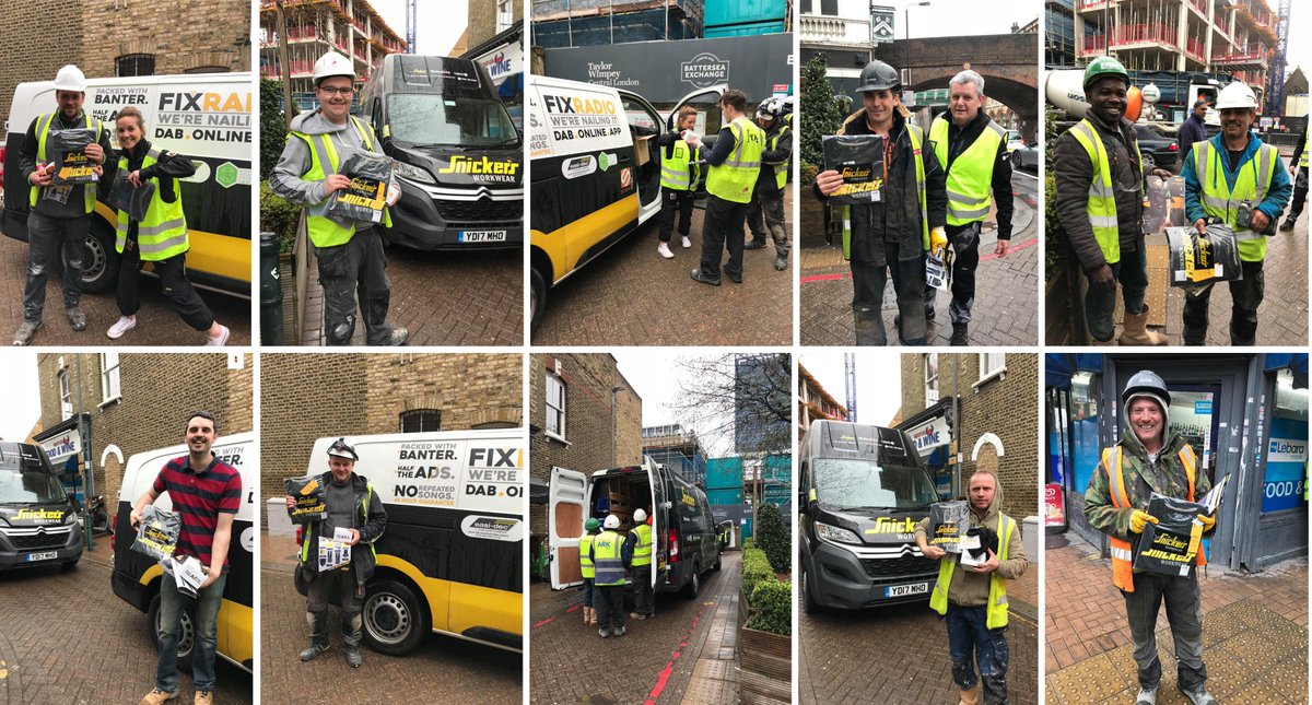 bennettconstr's tweet photo. @FixRadioUK  were back visiting our Battersea Site today, bringing along with them some Snickers Workwear! Thanks for the visit guys! @SnickersWw_UK #Battersea @ https://t.co/ybCR7ykmIZ