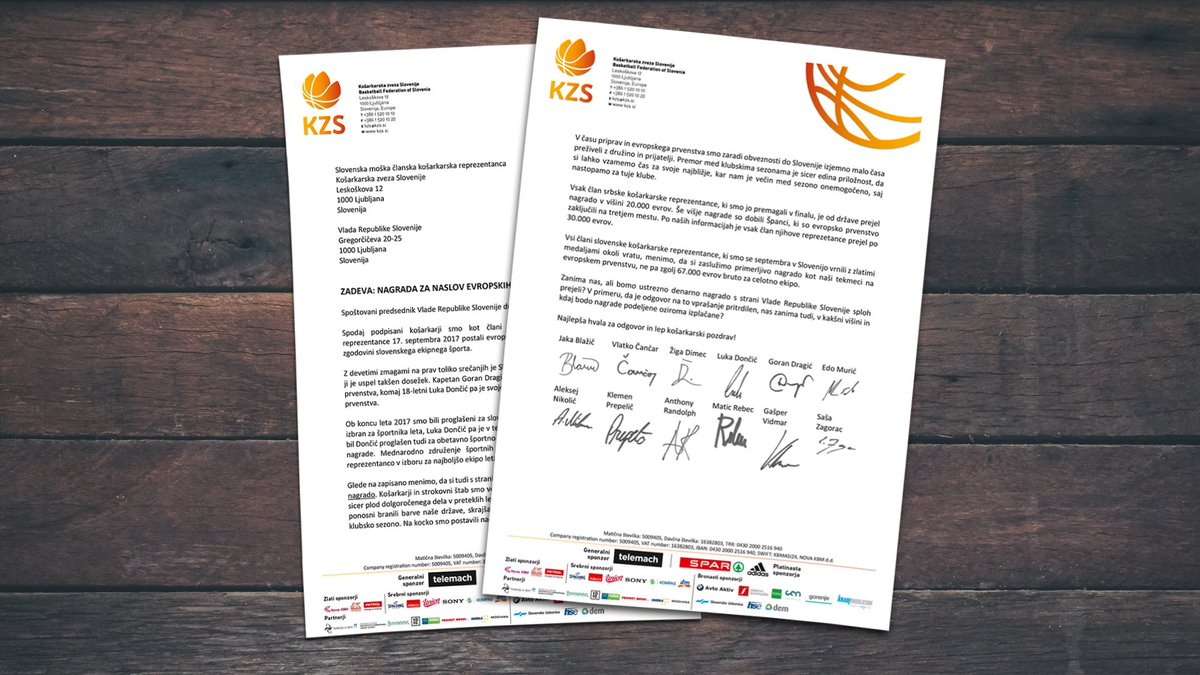 Zlata reprezentanca #mojtim piše <a href="/MiroCerar/">dr. Miro Cerar</a>: “menimo, da si zaslužimo primerljivo nagrado kot naši tekmeci na EP, ne pa zgolj 67.000 evrov bruto za celotno ekipo”.   Vse na <a href="/24ur_com/">24ur.com</a> in v <a href="/24UR/">24UR</a> <a href="/Goran_Dragic/">Goran Dragić</a> <a href="/KlemenPrepelic/">Klemen Prepelic</a> <a href="/JakaBlazic/">Jaka Blazic</a> <a href="/Edo_Muric/">Edo Murić</a> <a href="/luka7doncic/">Luka Doncic</a>
