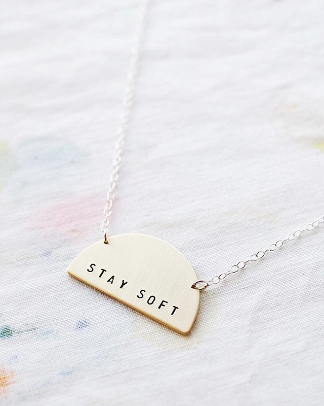 Oh_Someday_'s tweet photo. I hope you’ve all had a good Monday! One of these necklaces was on my bench today, it’s inspired by the Kurt Vonnegut quote “Be soft. Do not let the world make you hard. Do not let pain make you hate. Do not let the bitterness steal your sweetness. Take … https://t.co/5wZQVTmBbw https://t.co/vUVURBk3bI