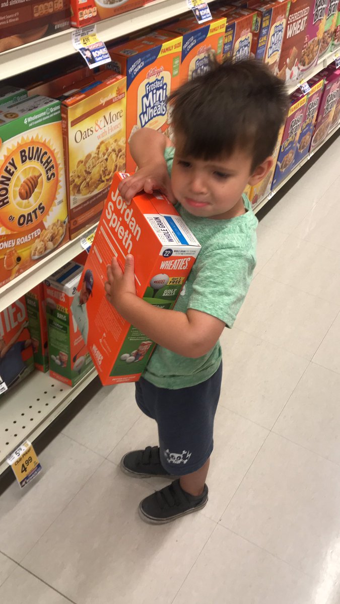 mjsmith's tweet photo. My son, lover of all things golf, would not give up this box of Wheaties because @JordanSpieth was on the box! https://t.co/MhqAj30DFR
