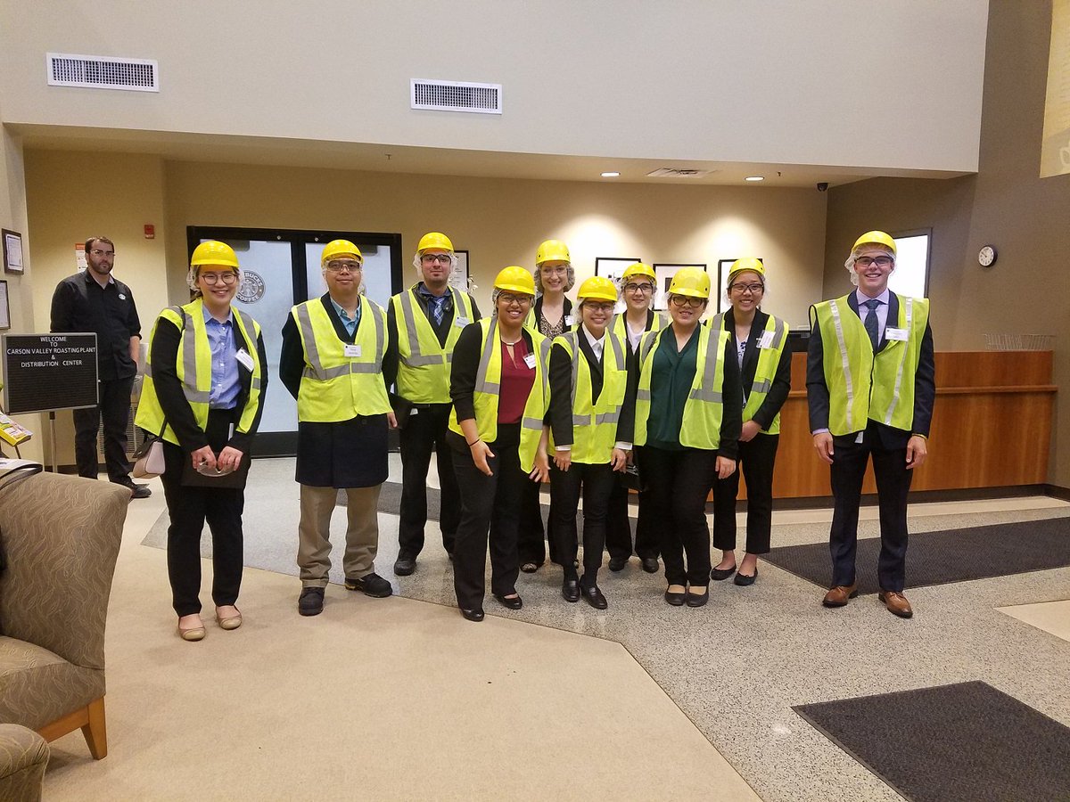 BizUNR's tweet photo. Several students got a pick-me-up at the Starbucks roasting plant in Minden last week! It was a brew-tiful day for a Wolf Pack Shadow!
#BizUNR #ThinkBusiness #WolfPackShadow
Photo Description: students touring the Starbucks roasting plant during the Wolf Pack Shadow program https://t.co/SpQAenrjNx