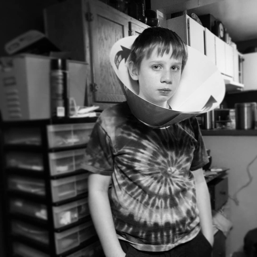 jcdietrich's tweet photo. The boy modelling his come of shame.
#exploddingkittens #boardgames https://t.co/mRjLtfTFlG