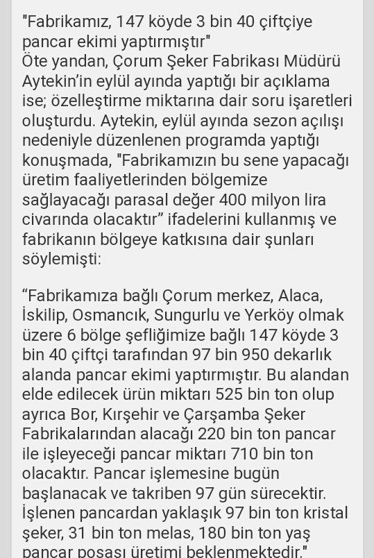S_Luleci's tweet photo. Çorum Şeker Fabrikası da 528 milyona bir AKP'li patrona Safi Holdinge satıldı 
Safi Holding 2014'te 543 milyon dolar peşin ödeyerek Derince Limanı'nı da satın almıştı https://t.co/Y4eebA2Jwt