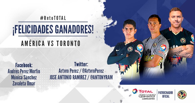 TotalEnergiesMX's tweet photo. ¡Felicidades a los ganadores del #RetoTOTAL que asistirán a la Semifinal CONCACAF América Vs Toronto!
https://t.co/HBuP73ugON https://t.co/brRp7aEkUO