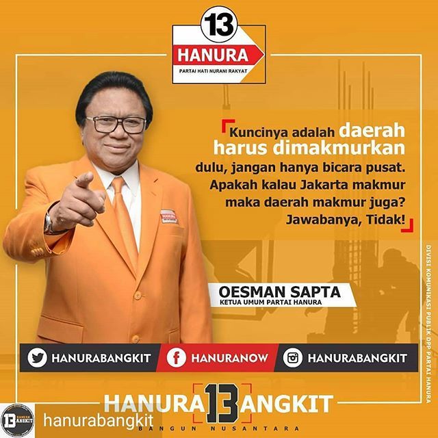 dpplasmura's tweet photo. Regrann from @hanurabangkit -  Ketua Umum Partai Hanura Oesman Sapta: Dari Daerah, Partai Hanura Bangun Nusantara. #Hanura13angkit #Hanura13angunNusantara - #regrann https://t.co/SoyEUbfao8 https://t.co/rXjtFGB7iQ