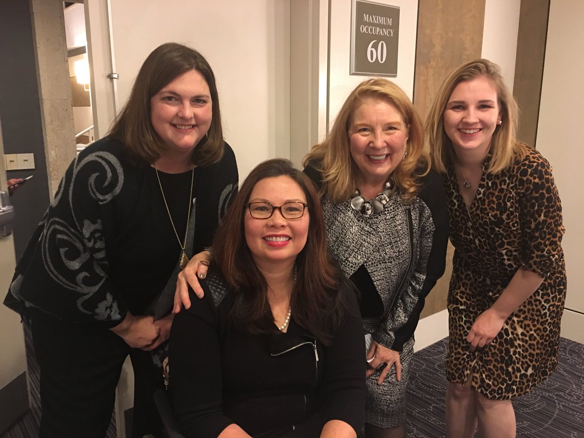 Welcome Maile Pearl to <a href="/SenDuckworth/">Tammy Duckworth</a> family! <a href="/AOTAInc/">AOTA</a> staff <a href="/HParsonsAOTA/">Heather Parsons</a> <a href="/christinamAOTA/">christina metzler</a> with OT student @HawkeyeOT Clarice Miller with  Sen. Mom in 2017! Maybe maile will grow up to be an OT! <a href="/SenatorAkaka/">Daniel K. Akaka</a> blessed her name. He was our friend too !