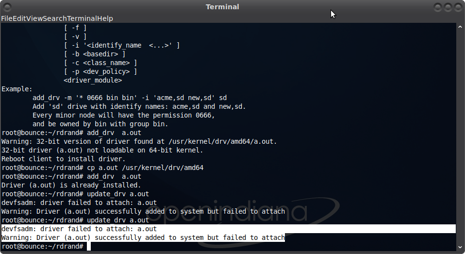 TheGlasspelican's tweet image. Working on an rdrand device driver for #illumos first 70% done