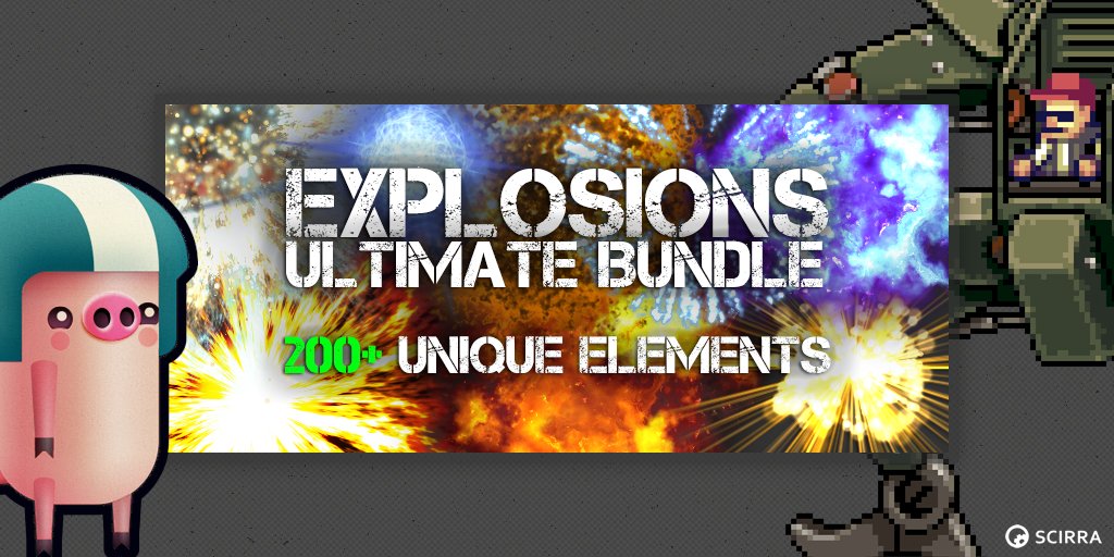 MakingGamesR's tweet photo. EXPLOSIONS! More than 200 unique explosions! This is the BIGGEST explosion asset pack available. 200+ single image, transparent PNG files rendered at 512x512. Explosions! Bursts! Fire! Energy! Toon! and more! https://t.co/PFW2W7OpgW #Gamedev #gameassets #mobiledev https://t.co/hCnuqGWKvL