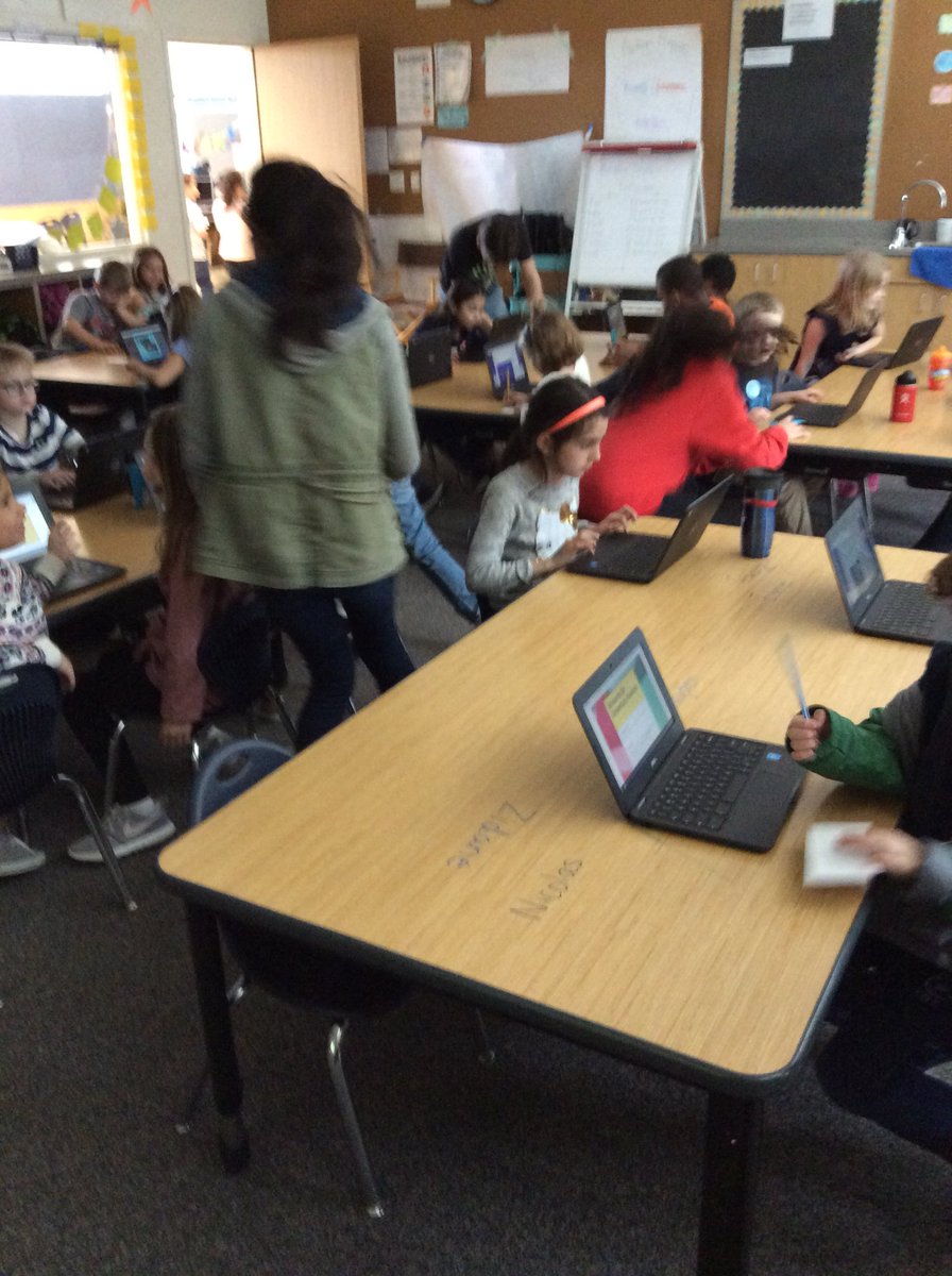 SBestebreur's tweet photo. Day 1 of first grade animal research . Thanks to @MrMattOdman for having his 6th grades assist with chrome books ! Students worked to get comfortable with chrome books and picked a topic . #bester #quatamarocks #innovateHSD #CelebrateMonday #digitalibrary https://t.co/Z9VPrhbCUY