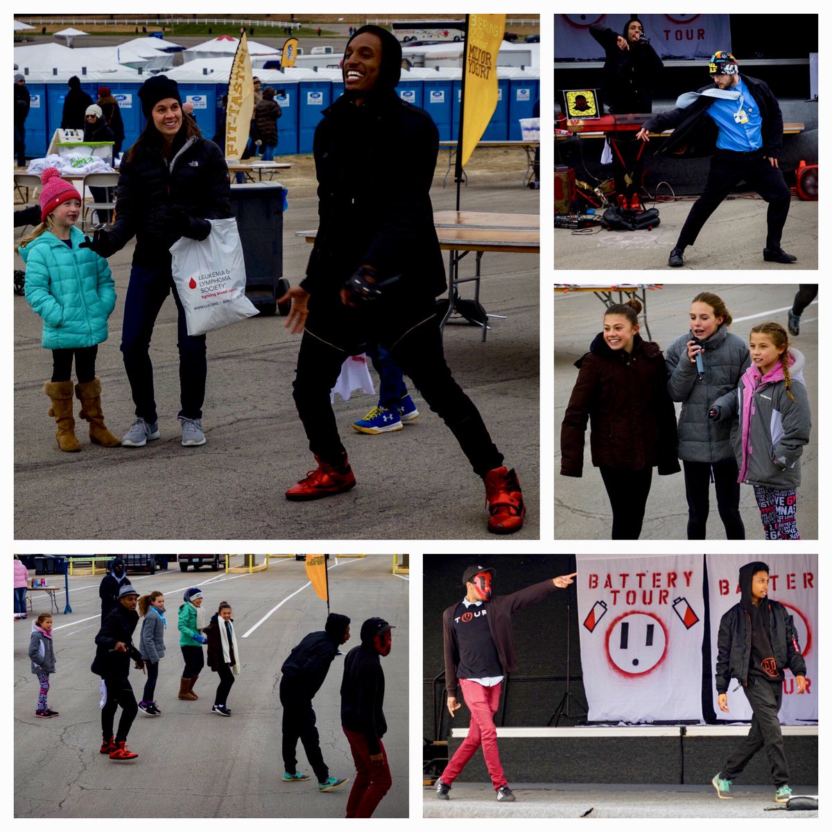ChildrensMercy's tweet photo. It was a cold day at this weekend's @KCCorpChallenge kickoff, but our friends from @BatteryTour heated things up in our @12345FitTastic! Family Fun Zone with their moves, music and positive messages! Thank you, Battery Tour!! #KCCChallenge @aymusik https://t.co/v9nYoPvpPK