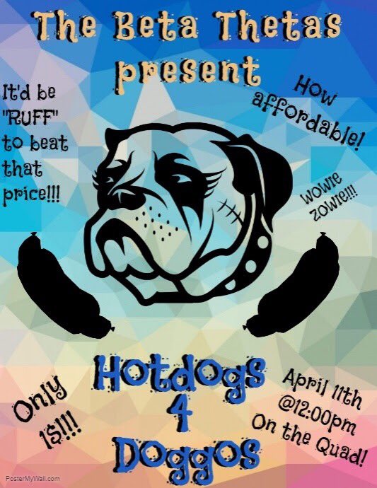 WLU_GreekLife's tweet photo. Beta Theta's Hotdogs for Doggos is Wednesday from 12-3pm! 🌭🌭🌭 https://t.co/5Jdn9PghvO