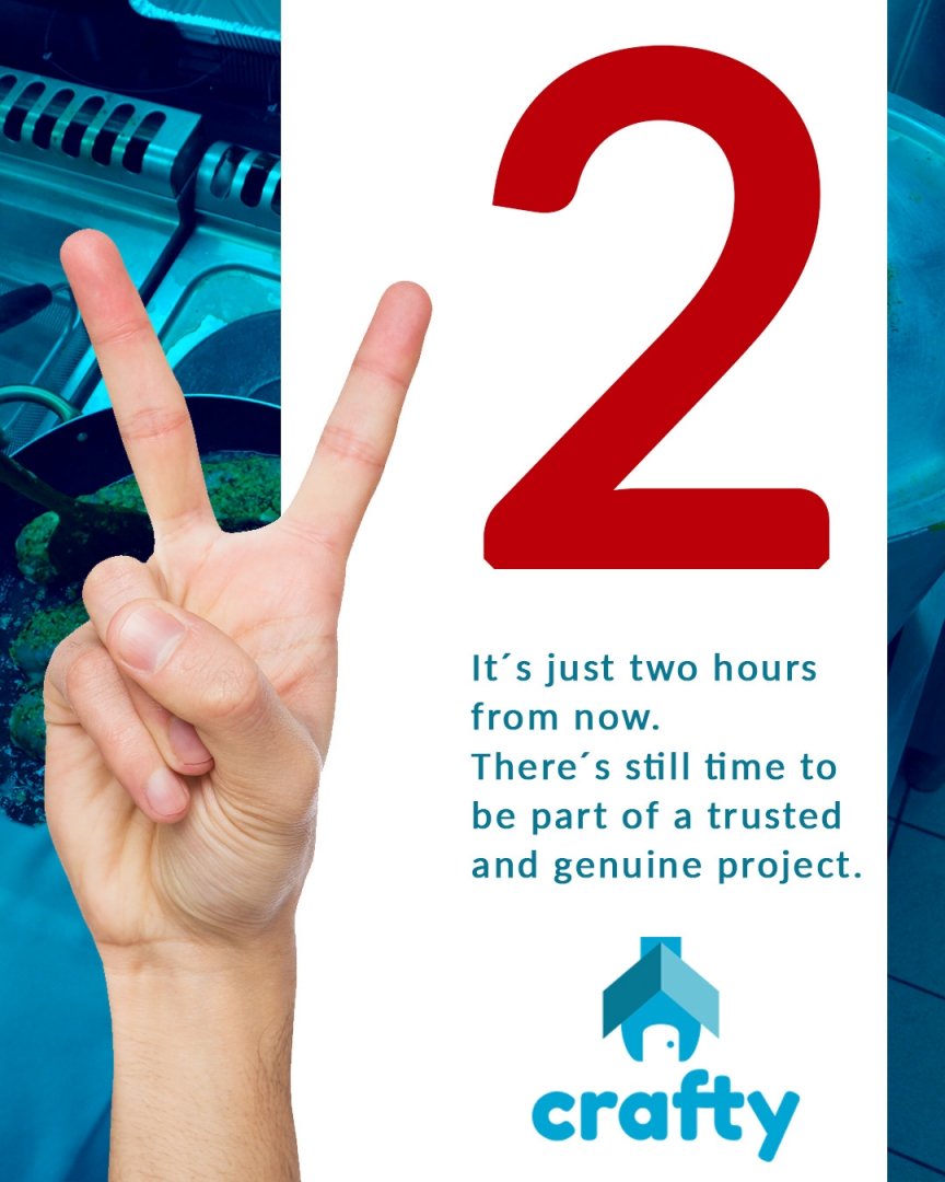 craftywork_'s tweet photo. Only two hours. Join Now! Don´t miss the opportunity. ICO ends today at 00h UTC. Última chance! Não perca essa oportunidade. A ICO acaba às 21:00h de Brasília. #crafty #craftywork #easethework #ICO #blockchain #ethereum #cryptocurrency #app https://t.co/xgsjZ6MrZI