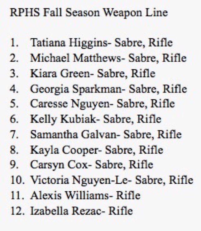 RPHSguard's tweet photo. Congratulations to the new weapon line for the marching season of the Ridge Point Color Guard! Audtitions for marching season are the 23rd-27th! 💜🎉 https://t.co/CFoHwwd11s